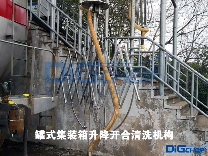 罐式集裝箱升降開合(hé)清洗機構