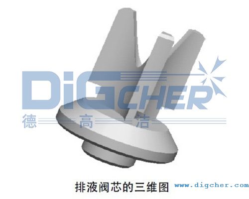 排（pái）液閥芯的三維示意圖